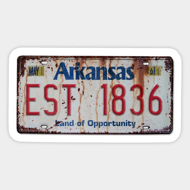 Arkansas - Land of Opportunity Plate Sticker by rt-shirts